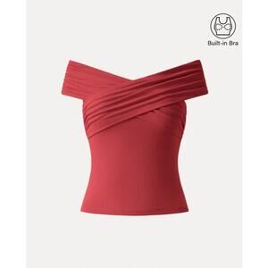 OGL Top Size S NEW Criss Cross Off Shoulder New Airy Brami Top EcoSkinKiss Red